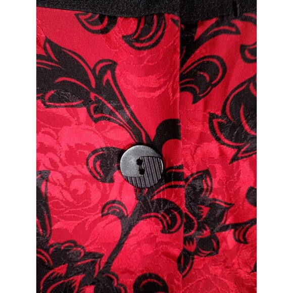 Vintage Richard Warren Silk Peplum Button Long Sleeve Floral Red Top Size 10 - Picture 7 of 9